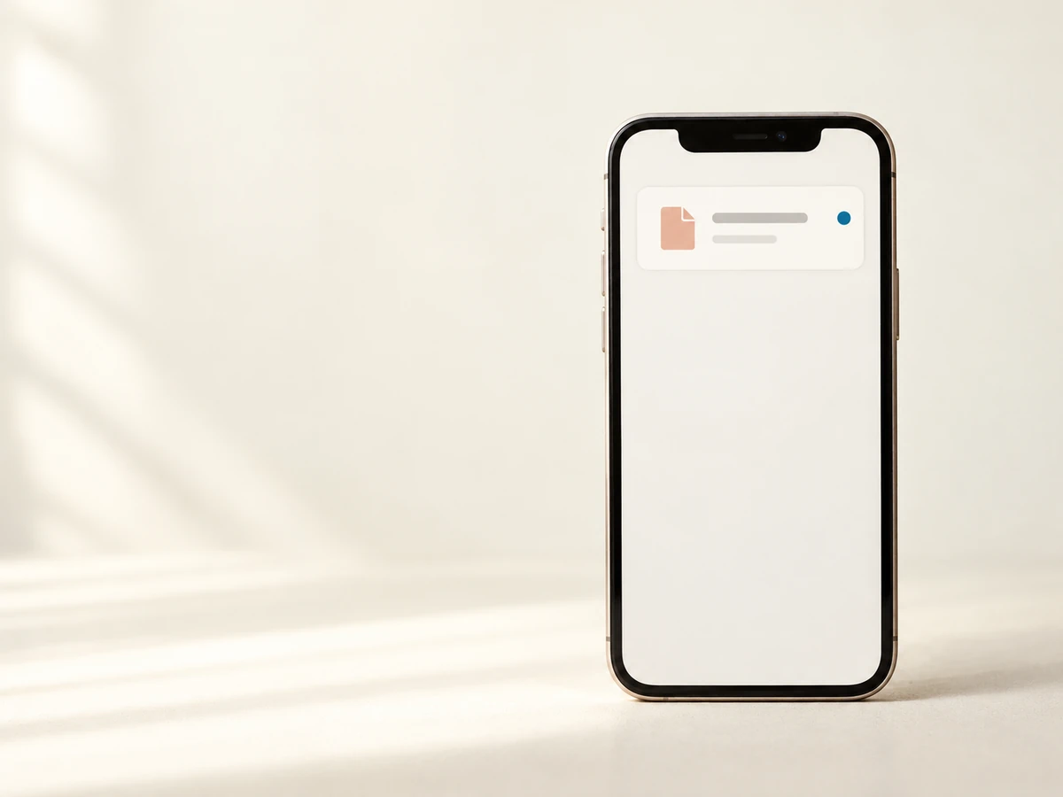 Celular com uma notificação mostrando um arquivo PDF chegando